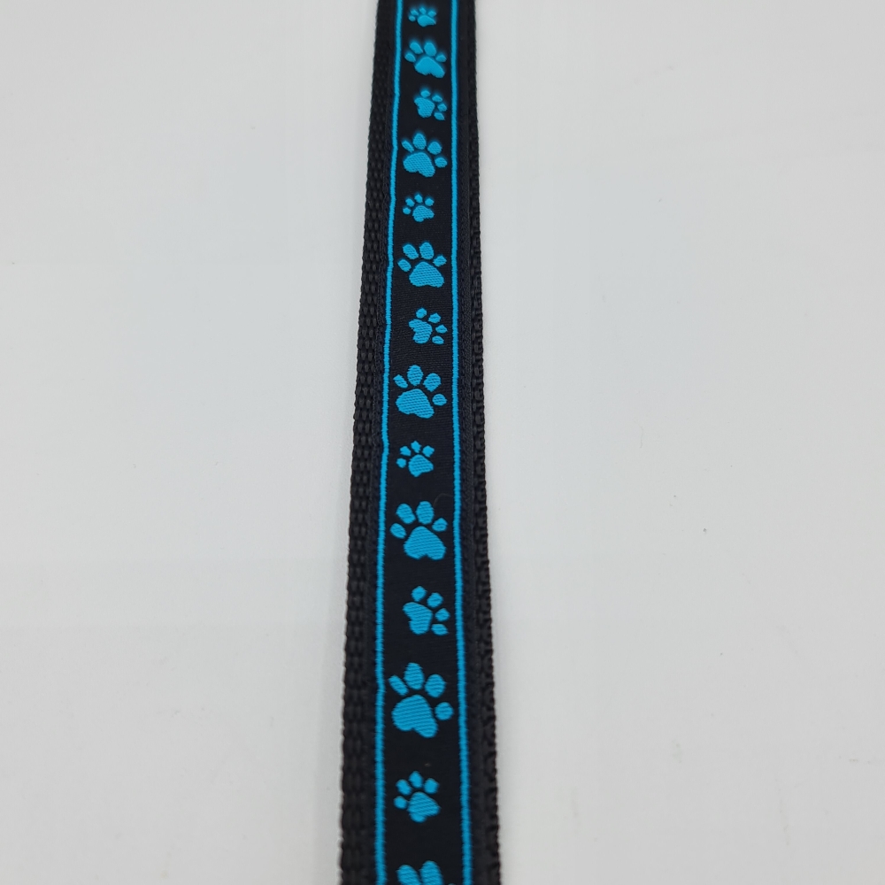 verstellbare Leine blau-schwarz mit Pfötchen